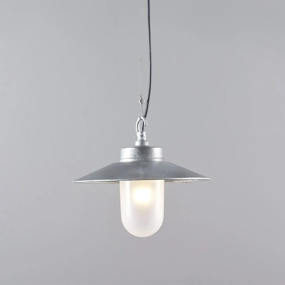 Well Glass Pendant Light with Visor - Gunmetal
