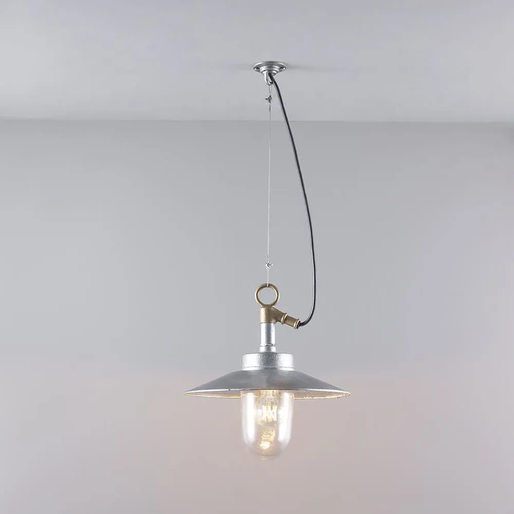 Well Glass Pendant Light with Visor - Gunmetal