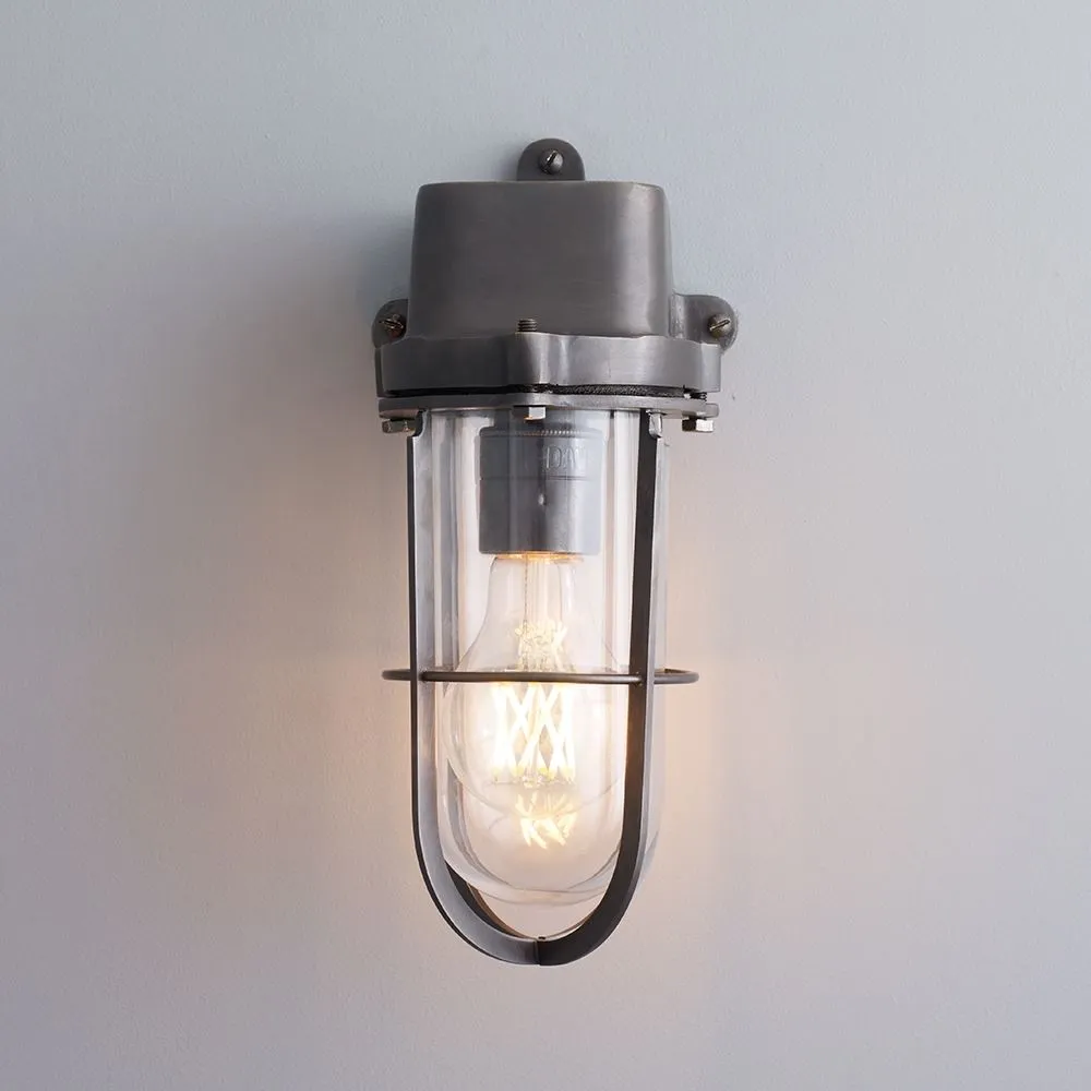 Well Glass Wall Light - Frosted, Weathered Brass