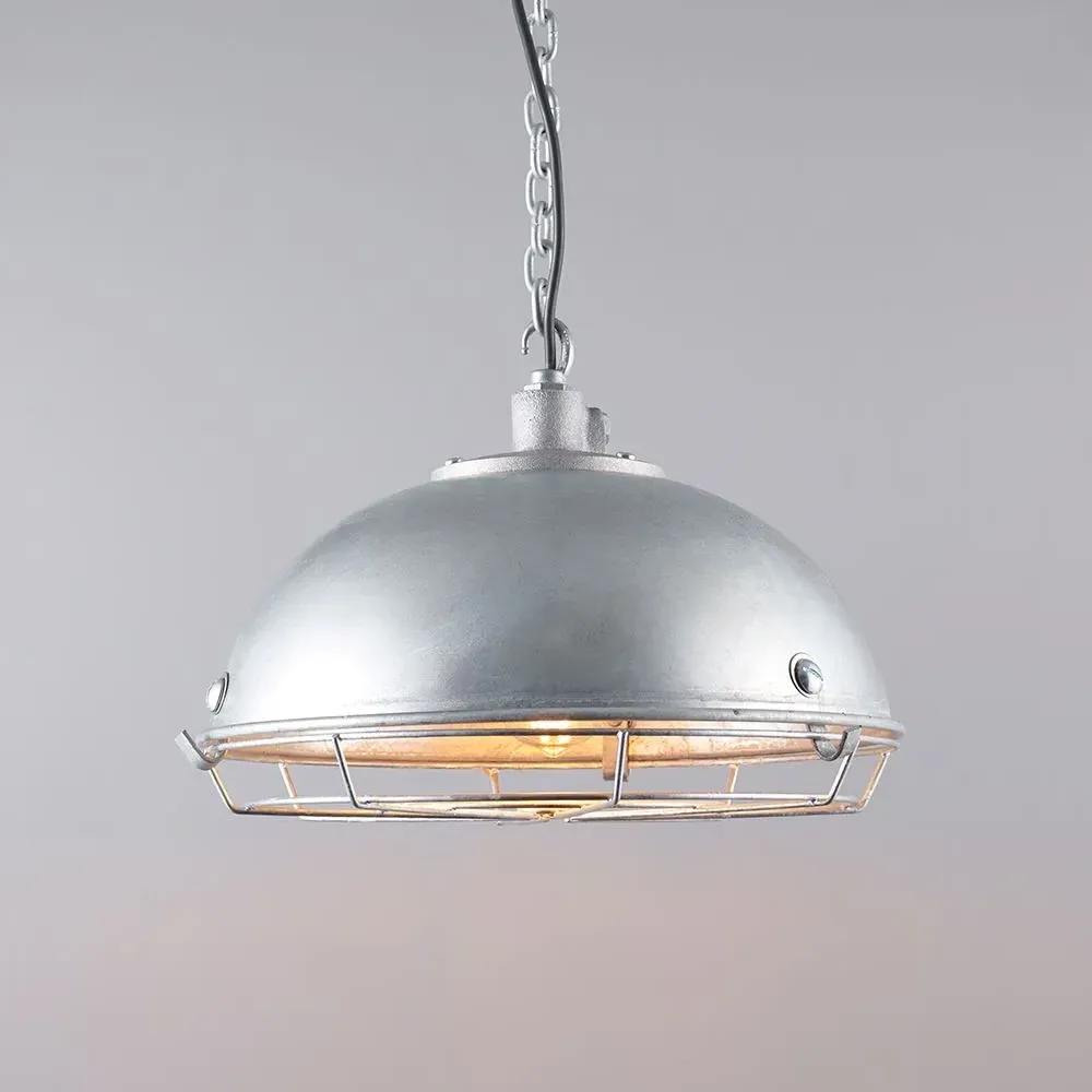 Workshop Pendant Light IP20 - Galvanised Iron image