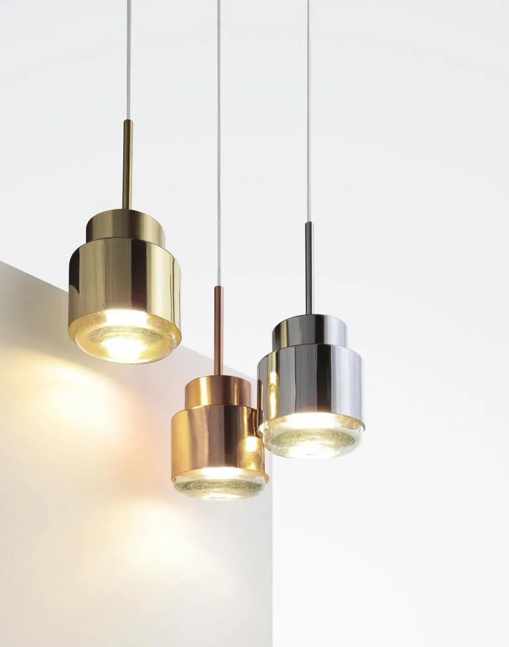 Handblown Glass Pendant Light - Brass