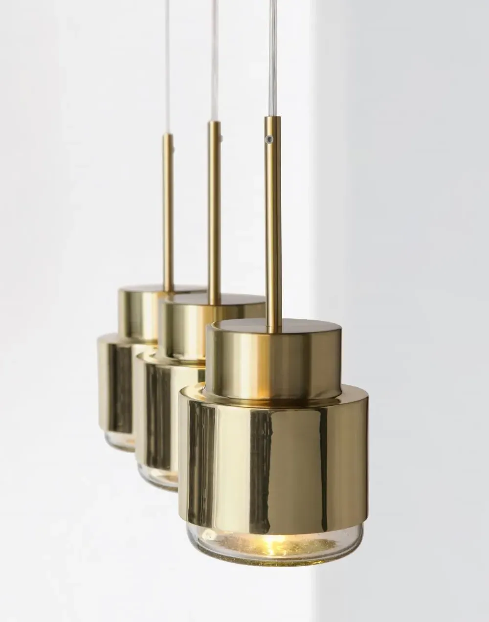 Handblown Glass Pendant Light - Brass