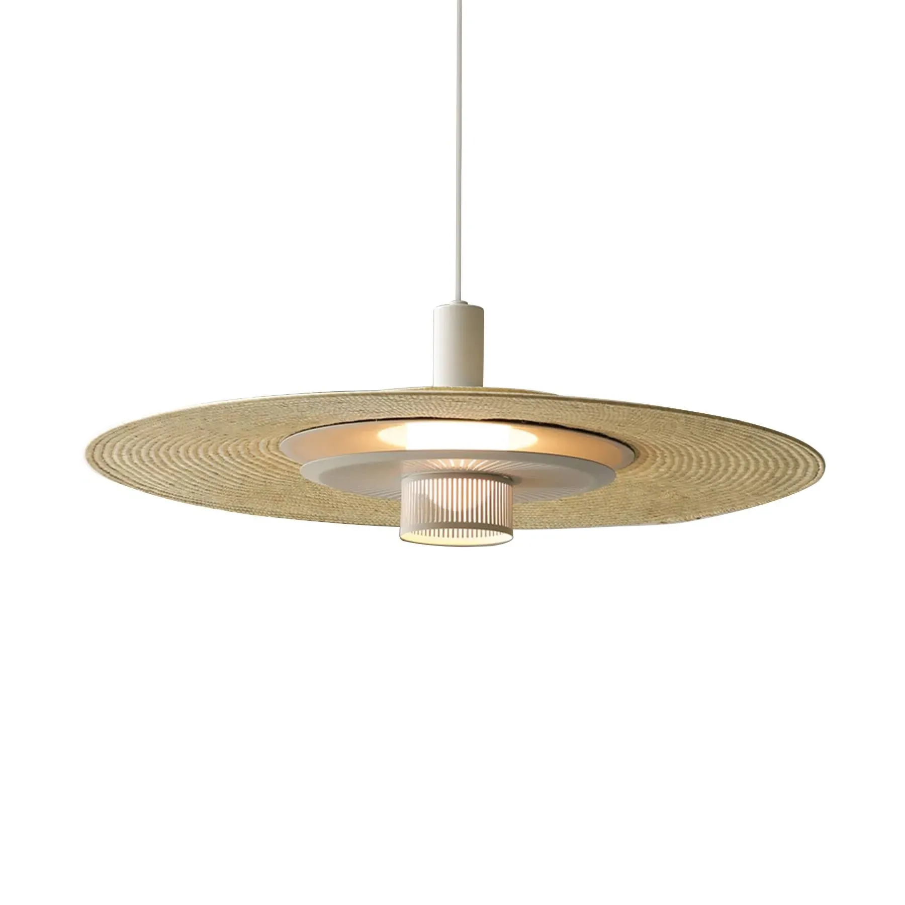 Pendant Light with Woven Shade - Green, Metal