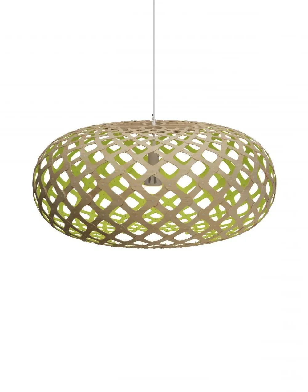 Extra Large Pendant Light with Curves - Lime, Bamboo