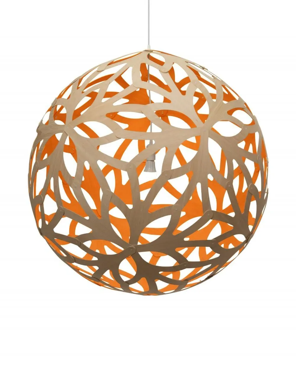 Floral Large Pendant Light - Orange, Bamboo