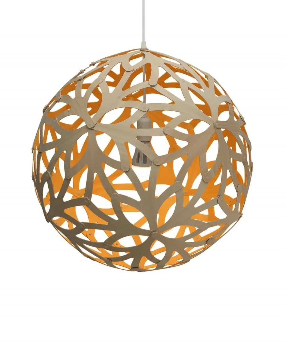 Floral Medium Pendant Light - Orange, Bamboo