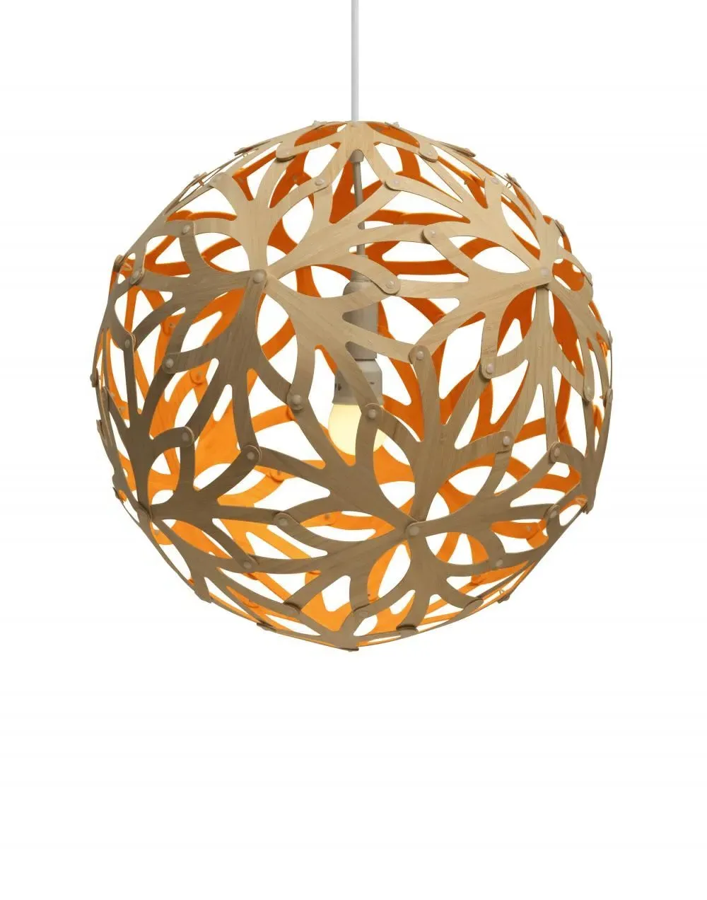 Floral Small Pendant Light - Orange, Bamboo image