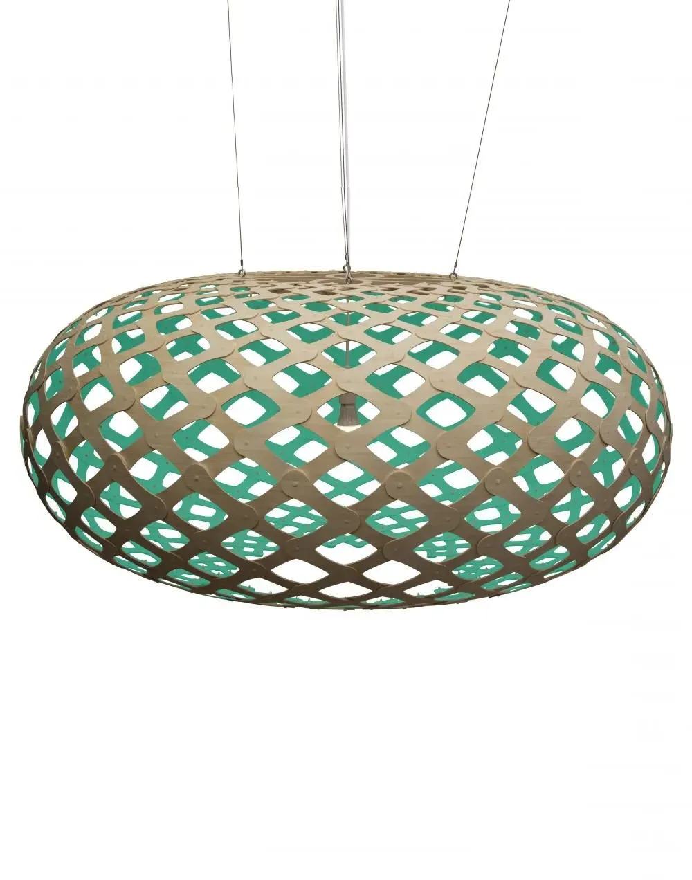 Giant Pendant Light with Curves - Aqua, Bamboo