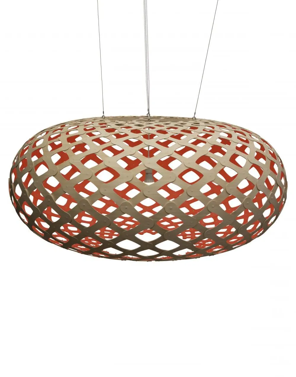 Giant Pendant Light with Red Interior - Bamboo