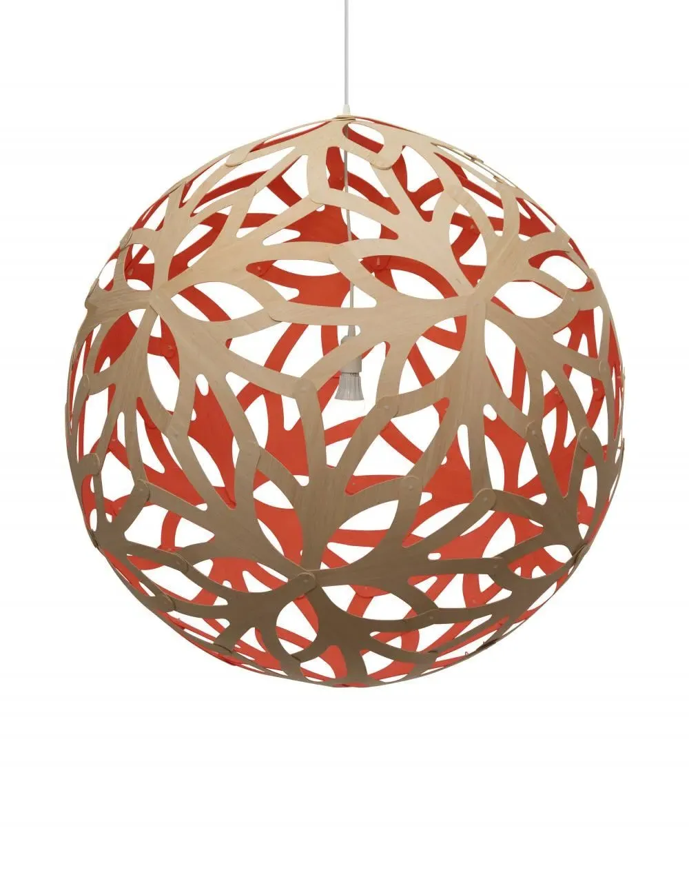Large Floral Pendant Light - Red, Bamboo