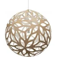 Large Floral Pendant Light - White, Bamboo