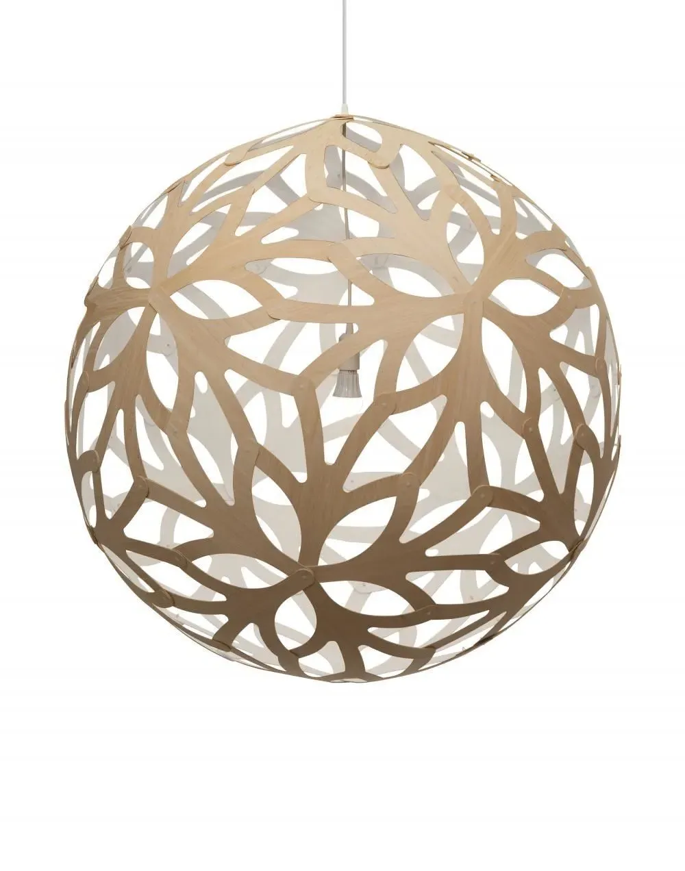 Large Floral Pendant Light - White, Bamboo