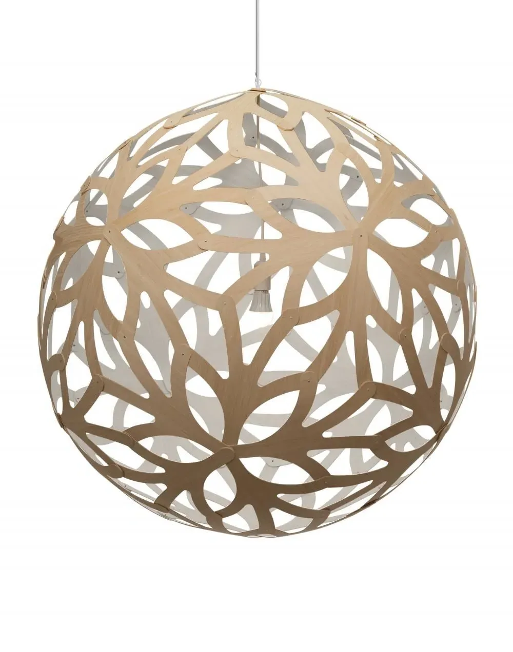 Large Pendant Light - White, Bamboo