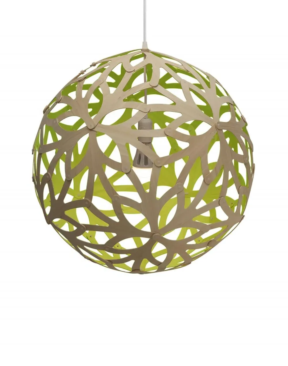 Large Pendant Light - White, Bamboo