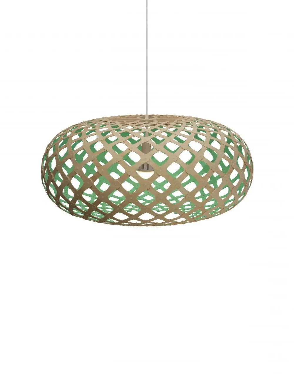 Large Pendant Light with Curves - Aqua, Bamboo