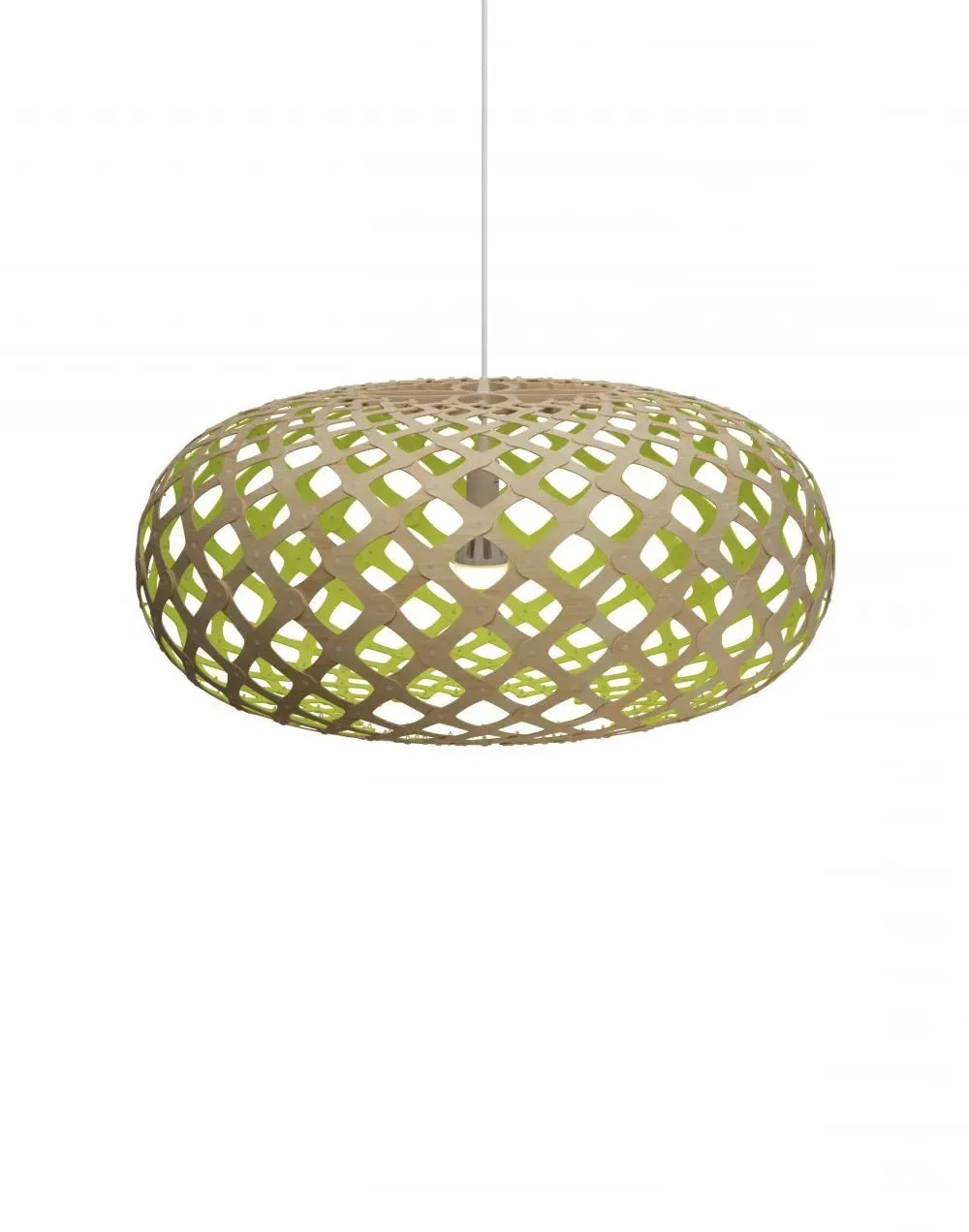 Large Pendant Light with Curves - Lime, Bamboo