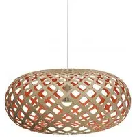 Large Pendant Light with Red Interior - Bamboo
