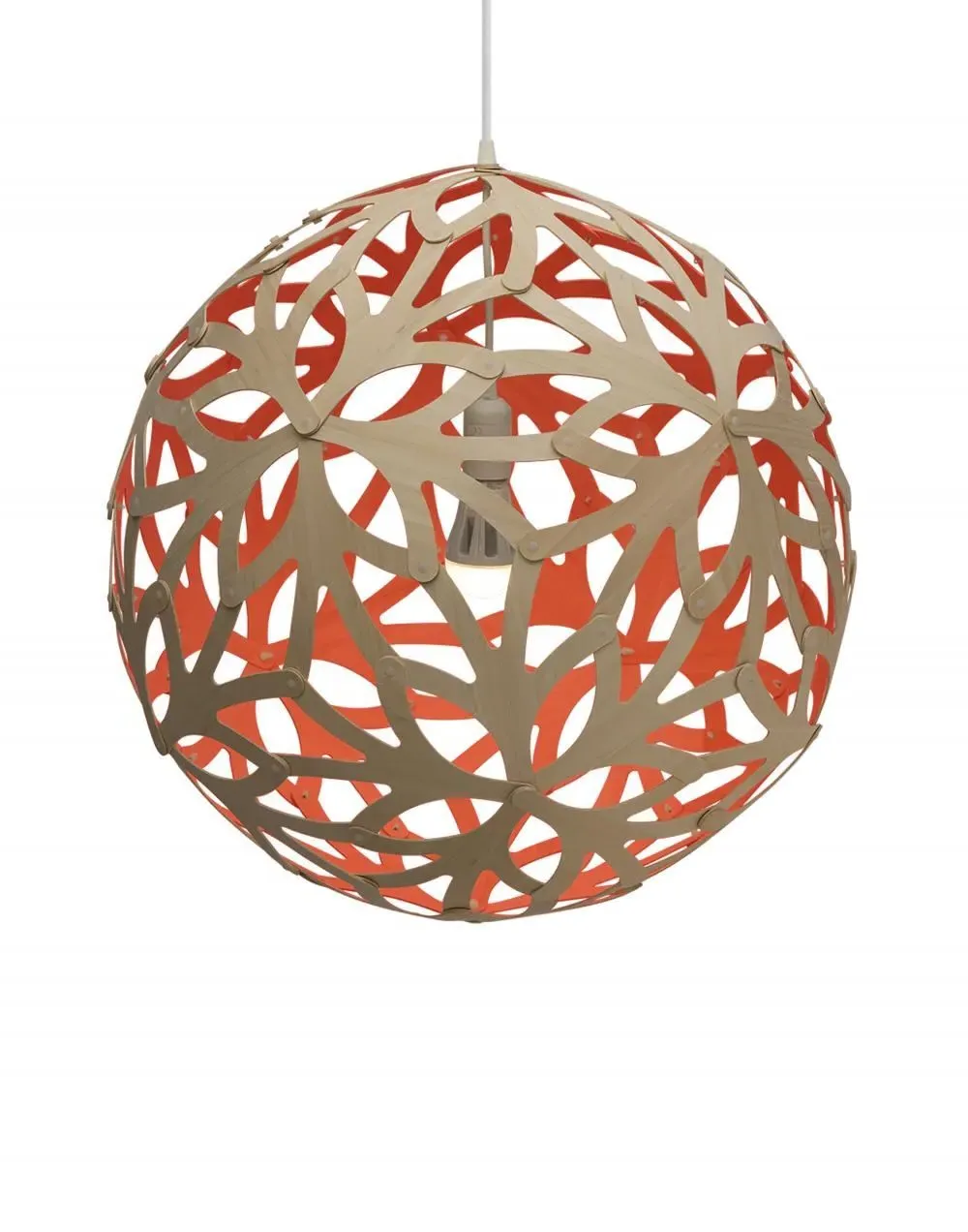 Medium Floral Pendant Light - Red, Bamboo