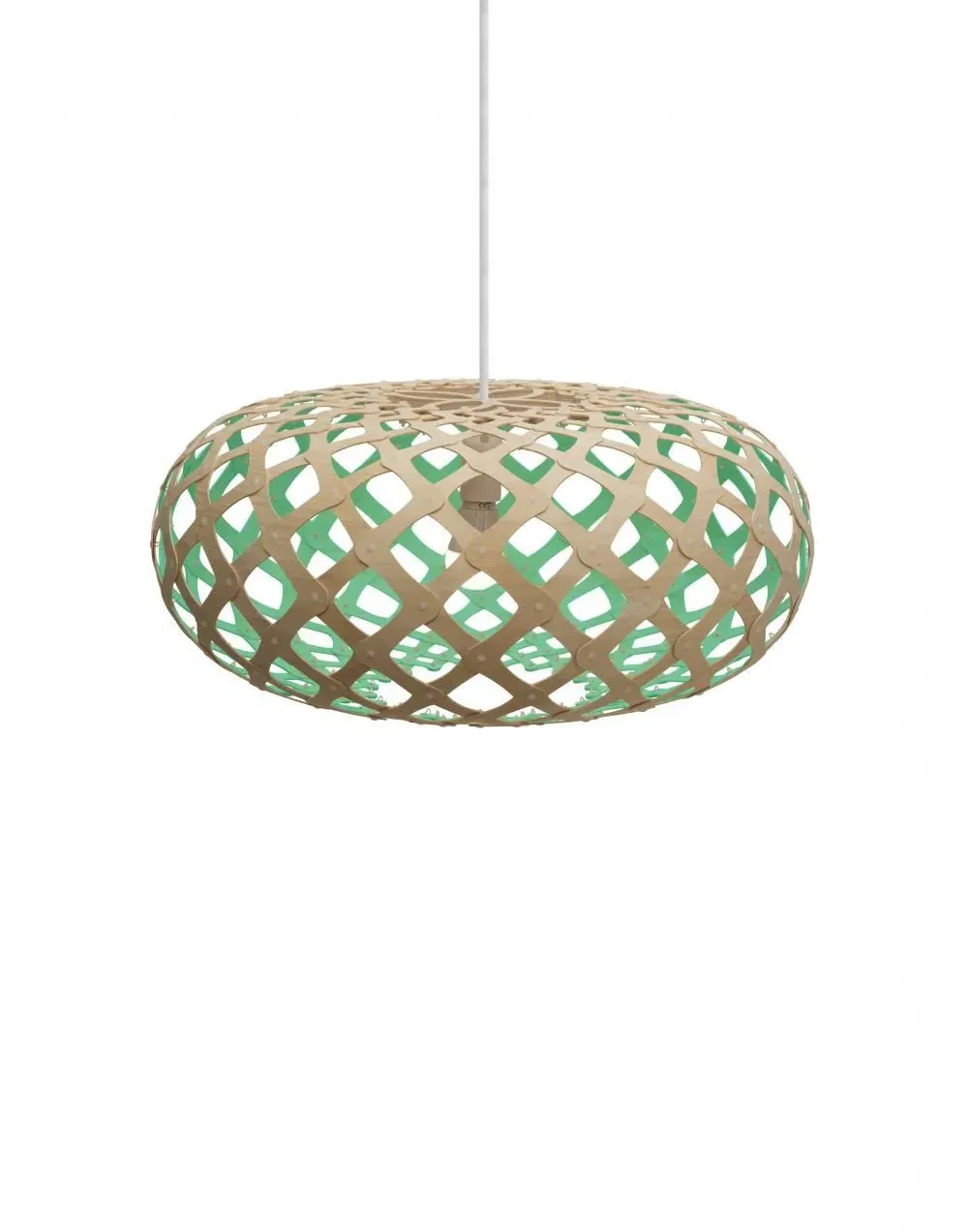 Medium Pendant Light with Curves - Aqua, Bamboo