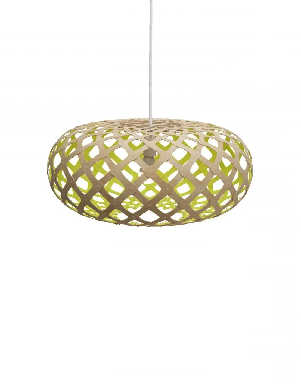 Medium Pendant Light with Curves - Lime, Bamboo