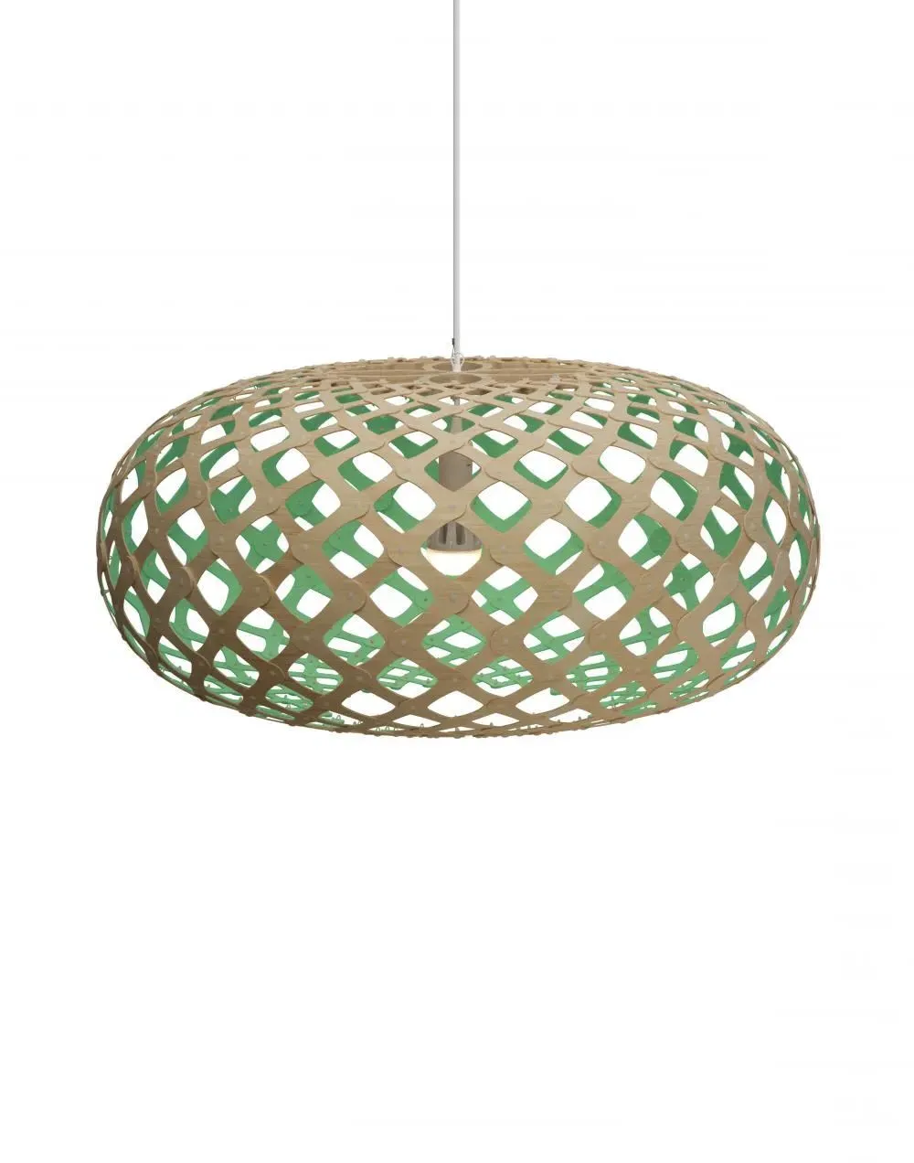 Medium Pendant Light with Red Interior - Bamboo
