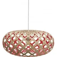 Medium Pendant Light with Red Interior - Bamboo