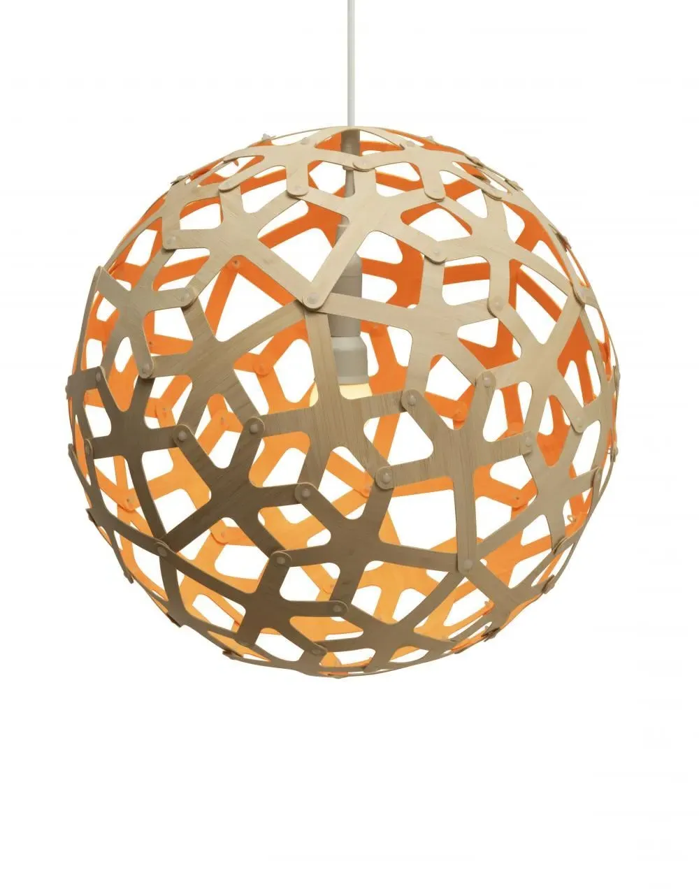Small Coral Pendant Light - Orange, Bamboo