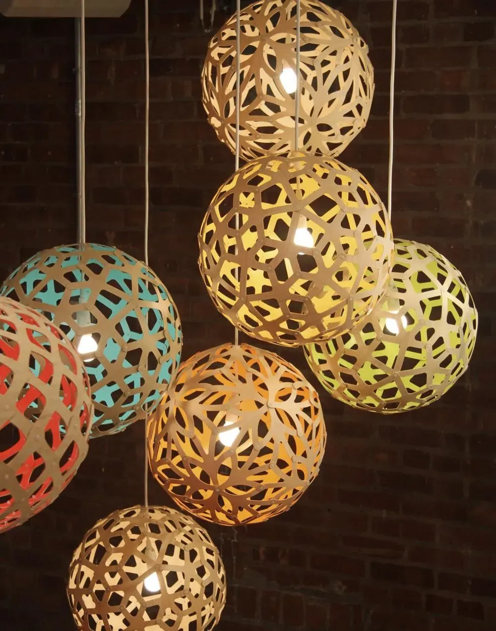 Small Coral Pendant Light - White, Bamboo