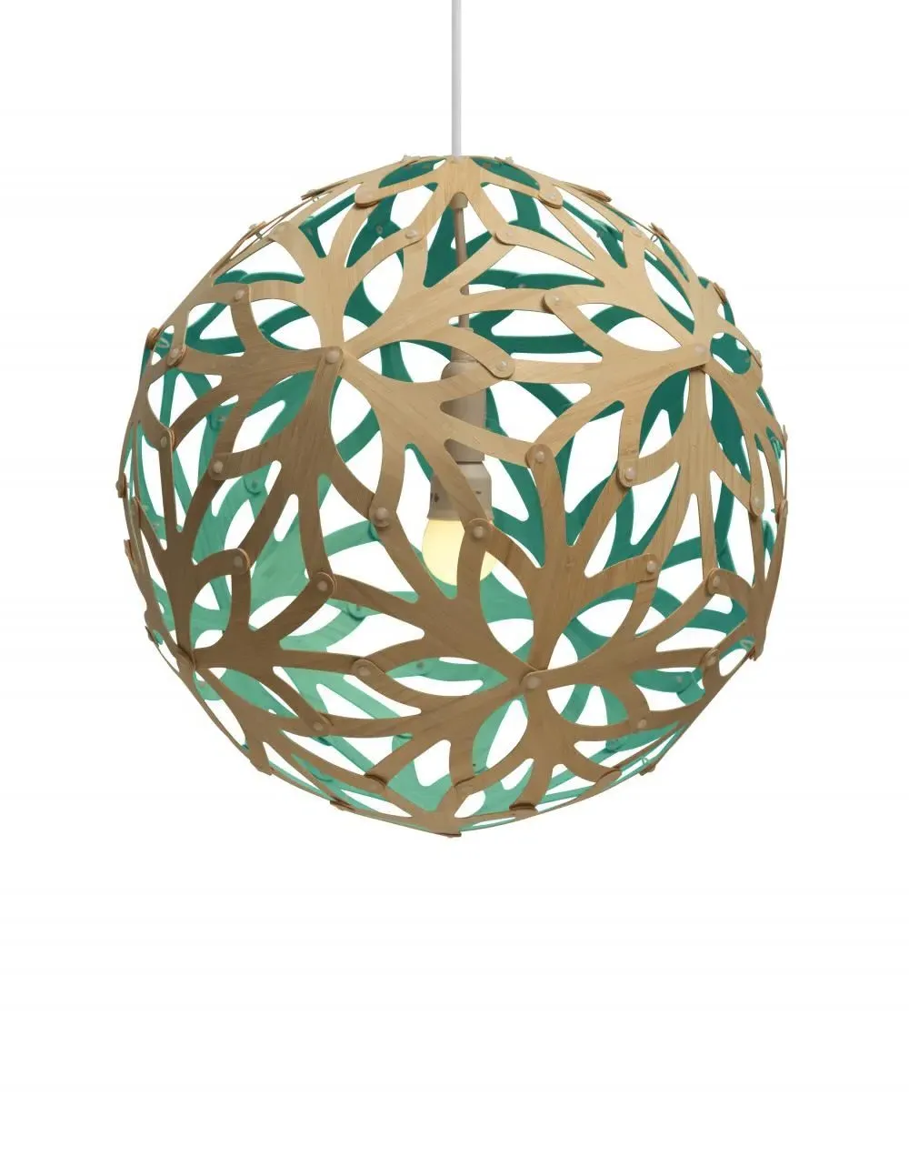 Small Pendant Light - Aqua, Bamboo image