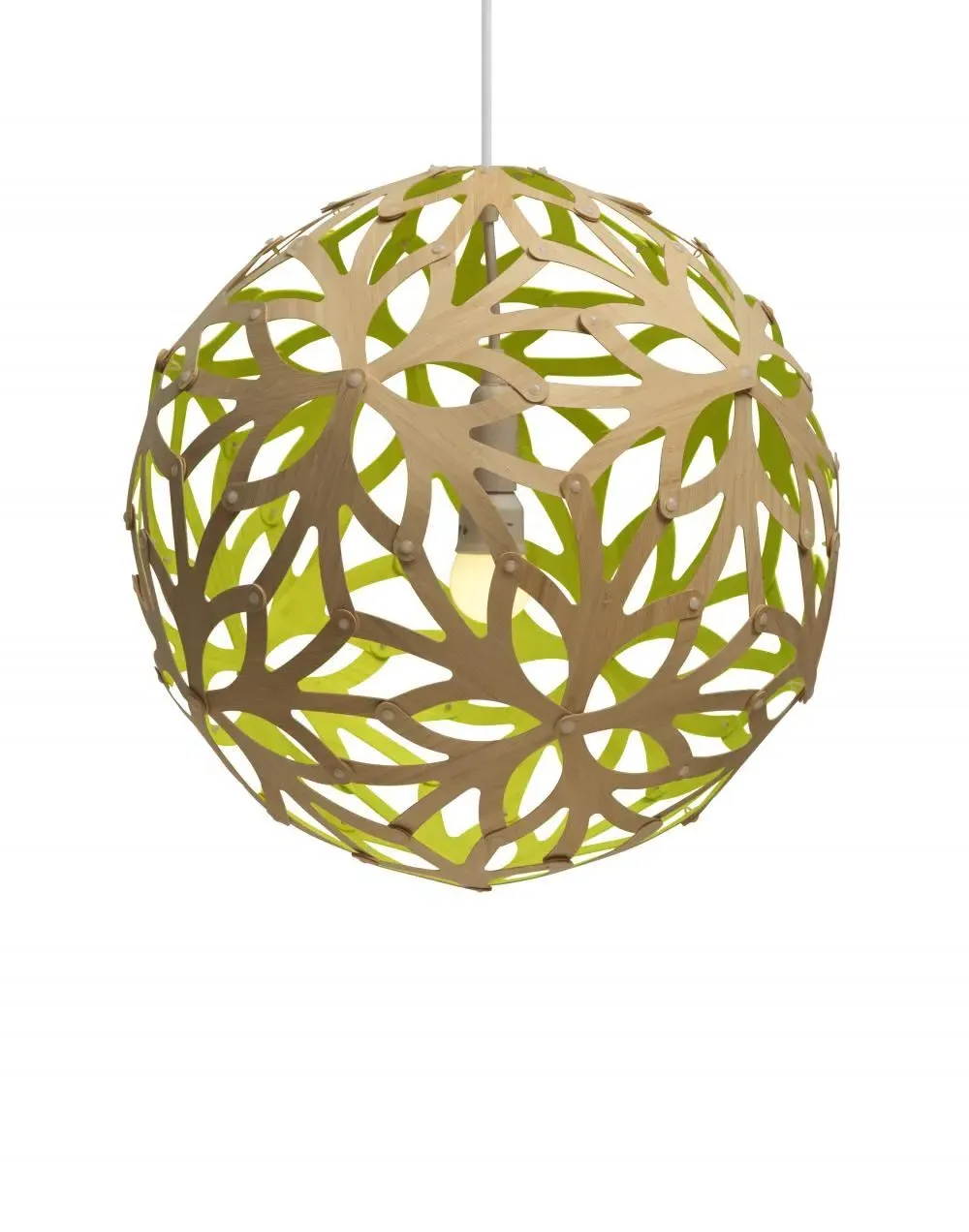 Small Pendant Light - Lime, Bamboo