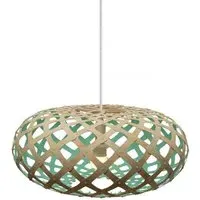 Small Pendant Light with Curves - Aqua, Bamboo