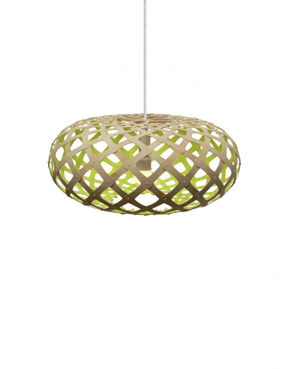 Small Pendant Light with Curves - Lime, Bamboo