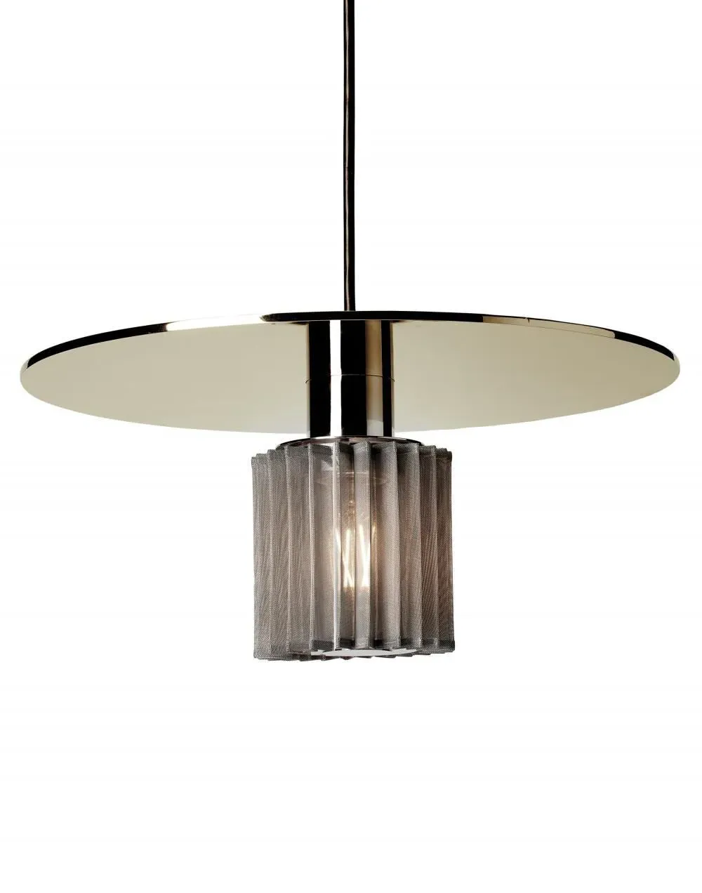 Large Pendant Light with Mesh Shade - Gold, Metal