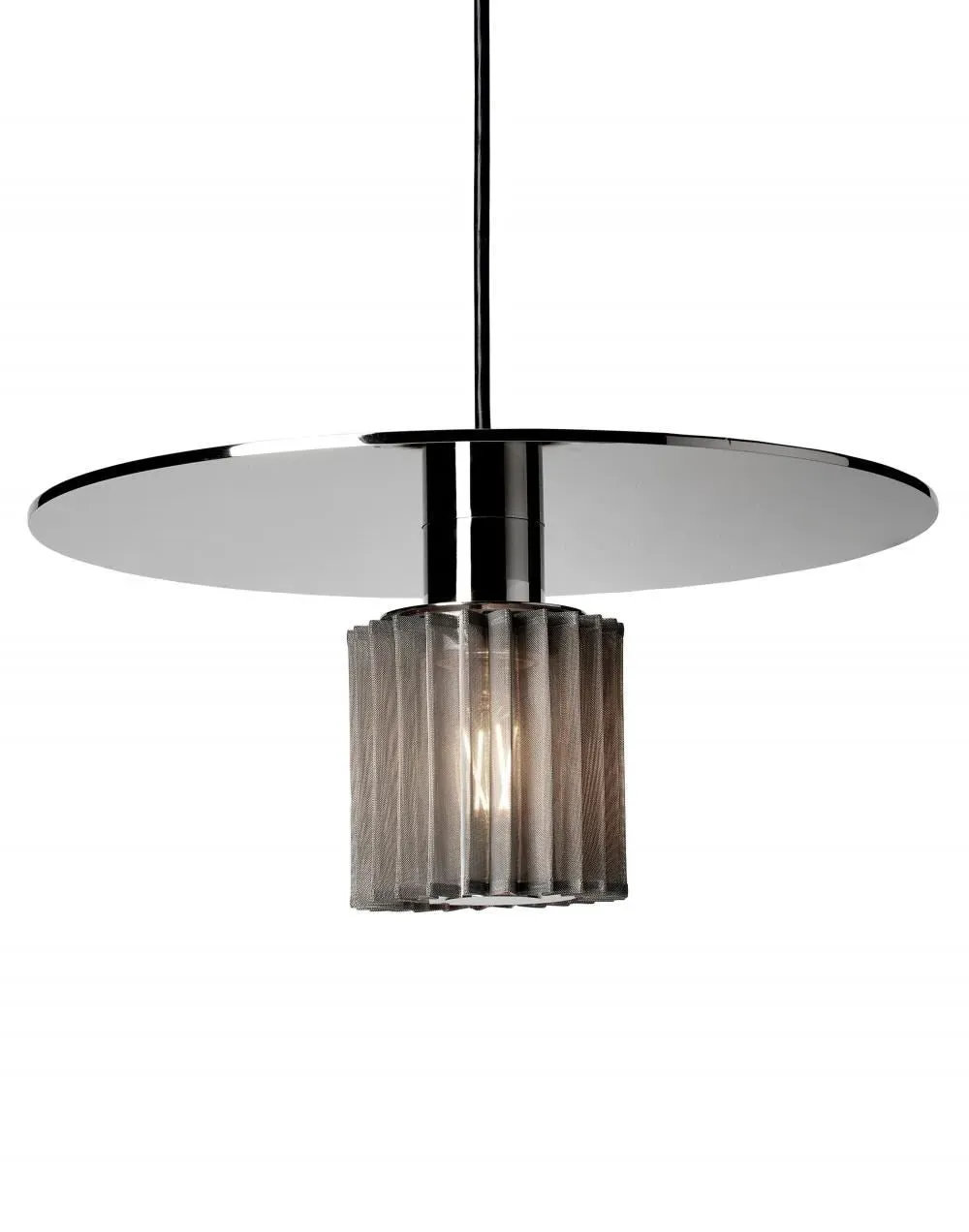 Large Pendant Light with Mesh Shade - Silver