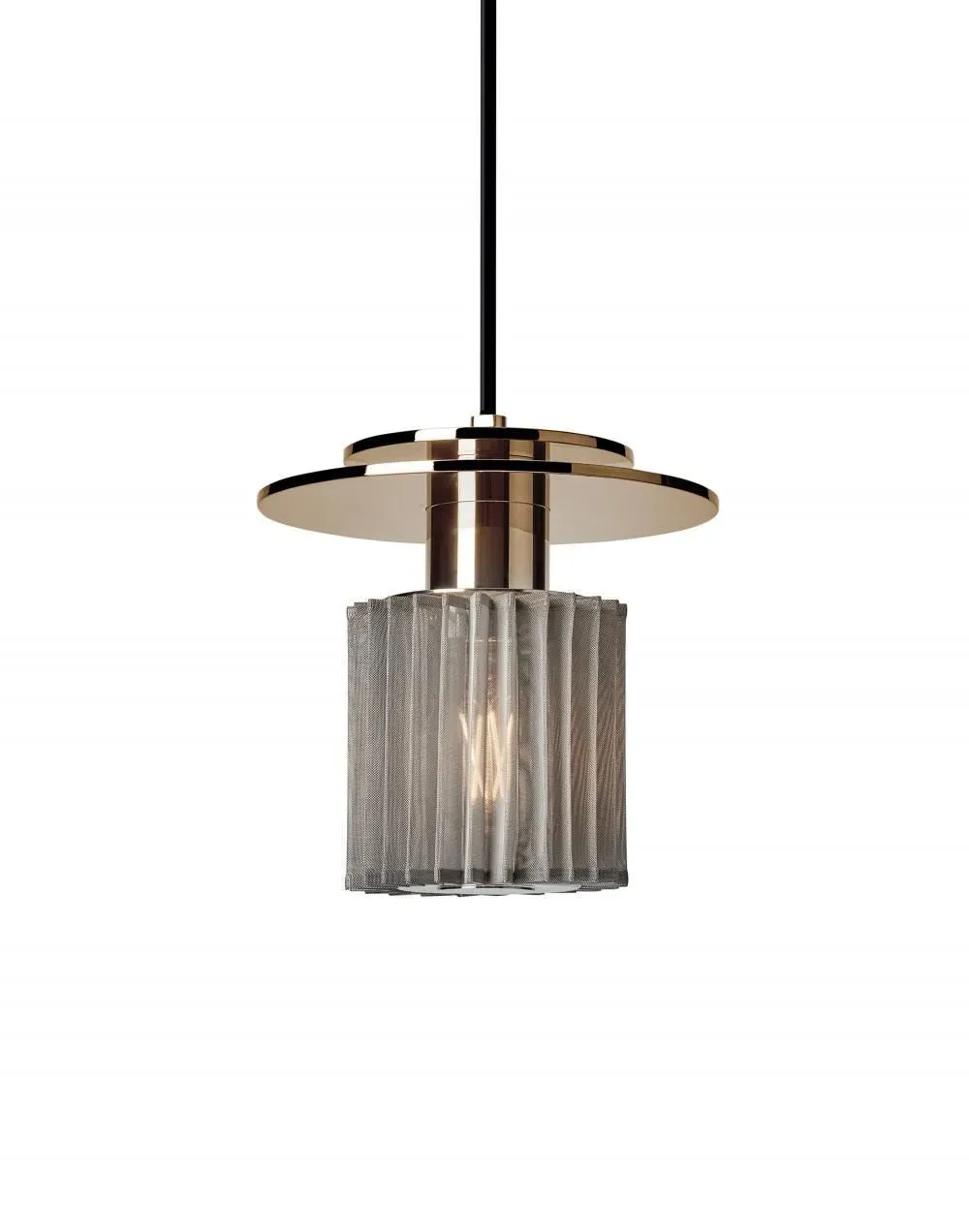 Small Pendant Light with Mesh Shade - Gold, Metal image
