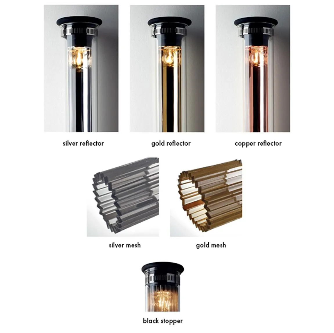 Tube Wall Light with Mesh - Gold, Glass