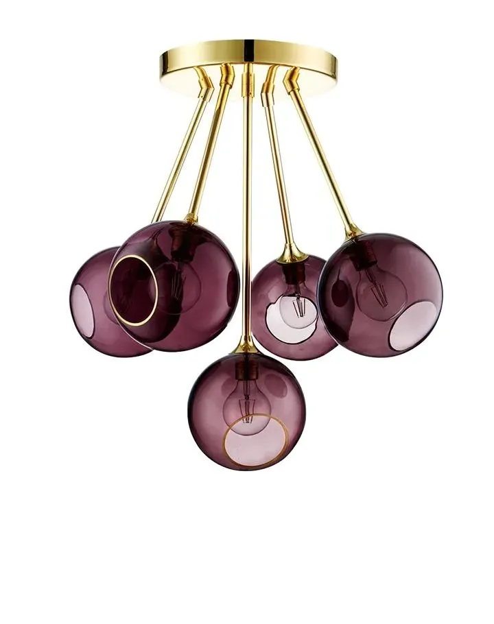 5-Light Pendant Chandelier - Purple, Glass