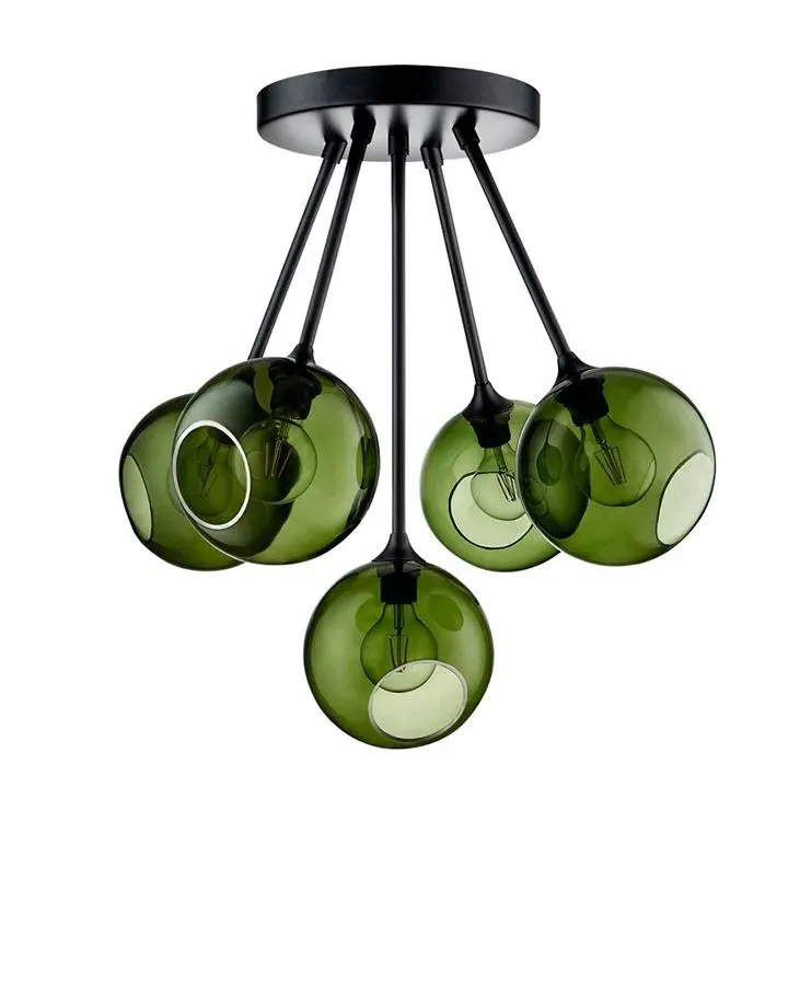 5-Light Pendant Chandelier - Rose, Glass