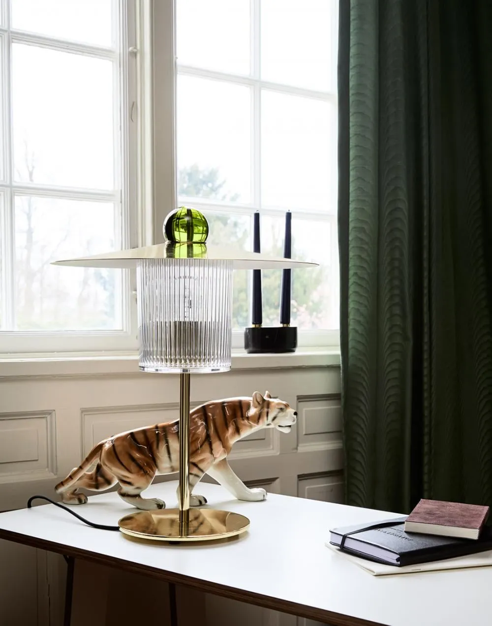 Ball Top Table Lamp - Brass, Glass
