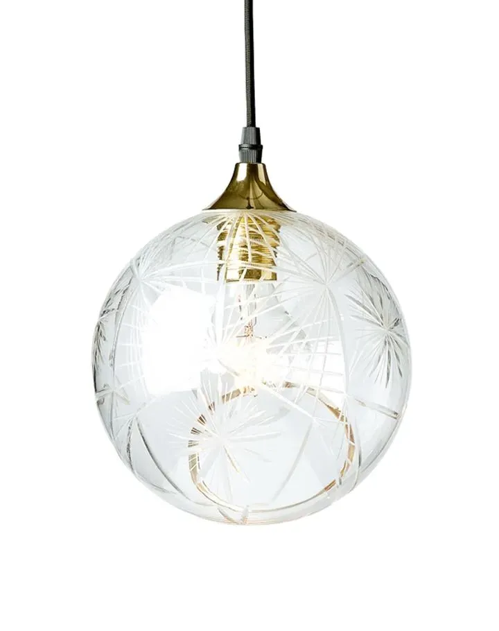 Ballroom Diamond Cut Pendant Light - Clear Glass