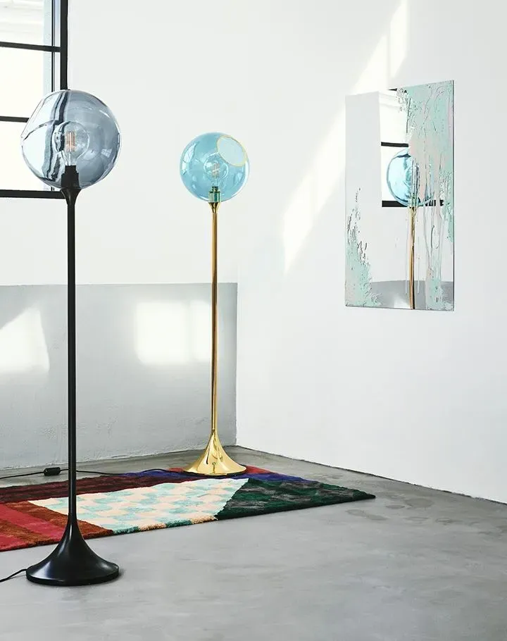 Floor Light with Gold Edge - Purple, Glass