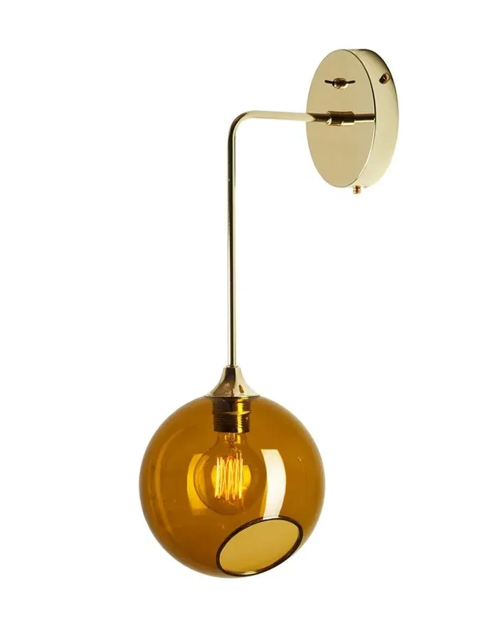 Large Wall Light - Amber, Hand Blown Glass