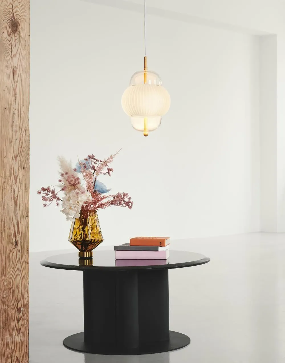 Pendant Light with Glass Shade - Brass