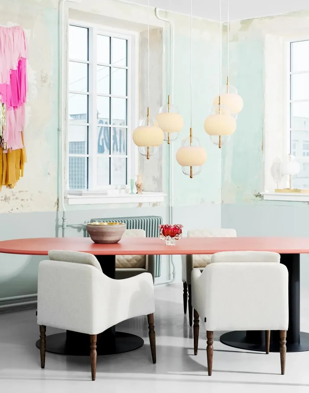 Pendant Light with Glass Shade - Brass