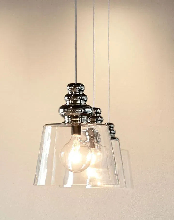 Pollish Small Pendant Light - Clear with White Cord
