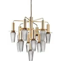 Small Chandelier with Rippled Glass - Gold, Metal