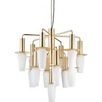 Small Chandelier with Rippled Glass - Gold, Metal