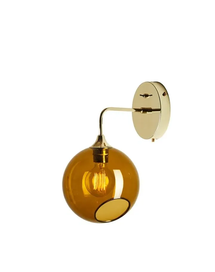 Small Wall Light - Amber, Hand Blown Glass