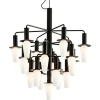 Standard Chandelier with Rippled Glass - Black, Metal