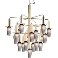 Standard Chandelier with Rippled Glass - Gold, Metal